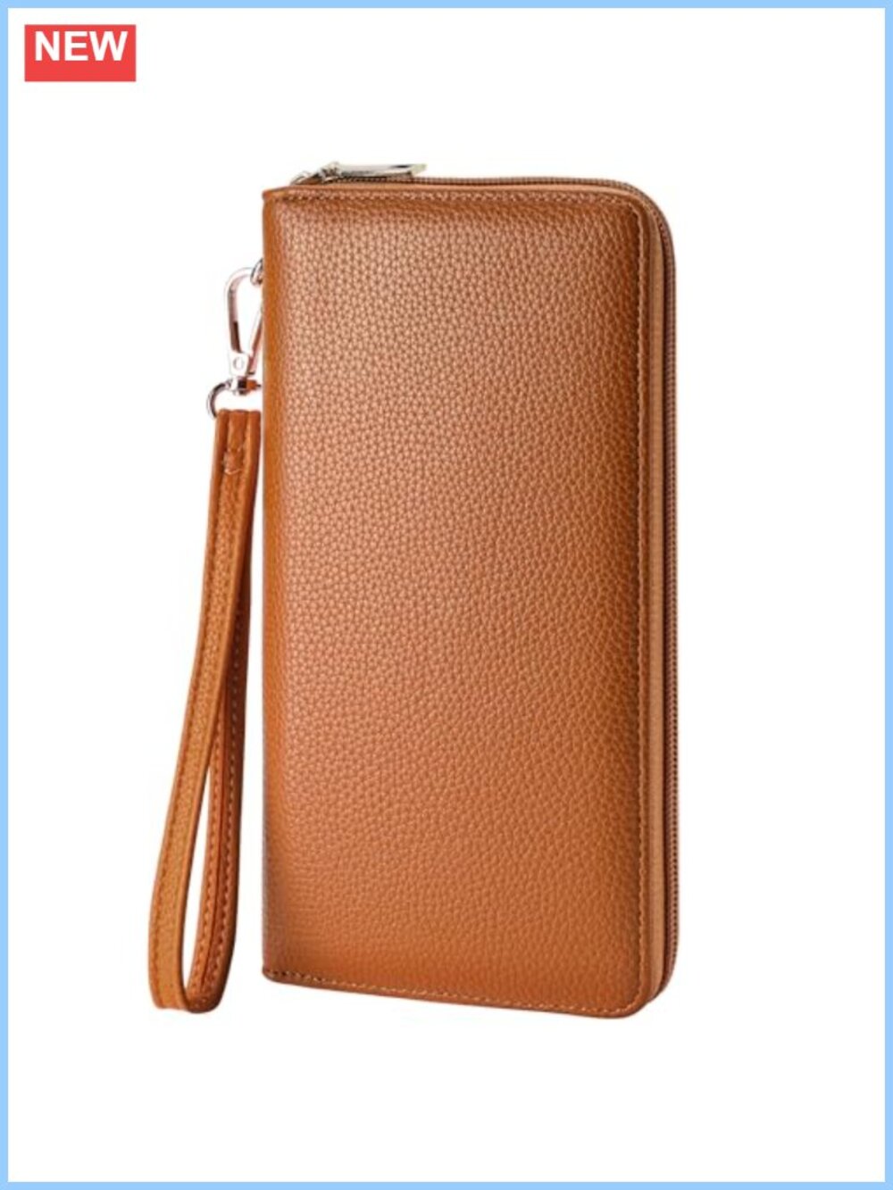 Vegan Leather Clutch Wallet RFID Zip Wristlet Large Capacity